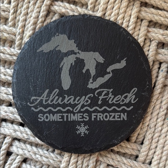 Michigan Black Slate Round Beverage Coaster Set of 5 - Picture 4 of 7